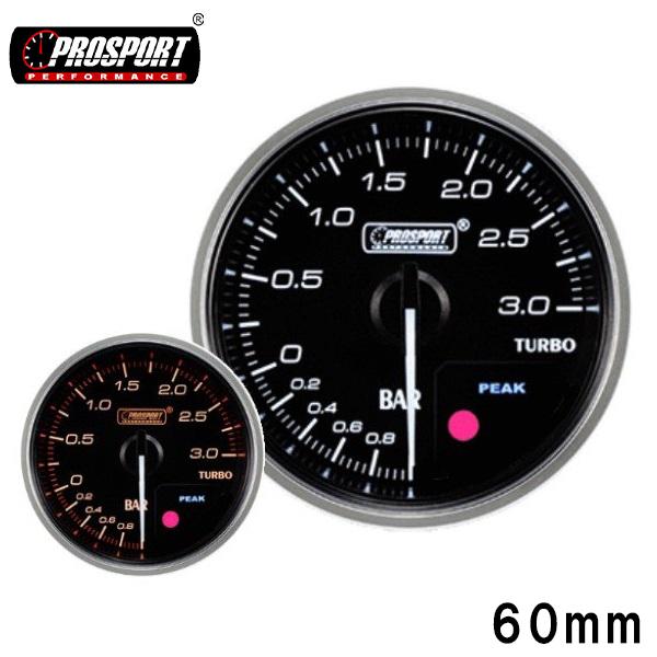車 ブースト計 メーター 60パイ PROSPORT プロスポーツ  PK ワーニング機能付 60m...