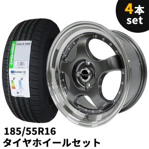 タイヤホイール 4本セット Rayone Racing 143GMR　16インチ 7J +35 PCD100 4H 185/55R16 ガンメタ 深リム｜partsmax