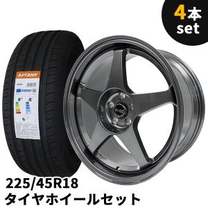 タイヤホイール 4本セット Rayone Racing 5089　18インチ 8.5J +40 5H PCD100 225/45R18 ガングレー ガンメタ