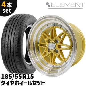 pcd100/4hタイヤホイールセット 4本セット 16インチ ELEMENT CH0511 8J+25 4H PCD100 5本スポーク