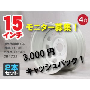 15インチ 鉄ちんホイール 8J -38 5穴 PCD114.3 極太特注 CB73.1