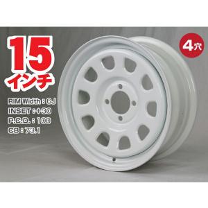 てっちん　15インチ　6j 15インチ 鉄ちんホイール 6J +30 4穴 PCD100 ホワイト MC21 MC22
