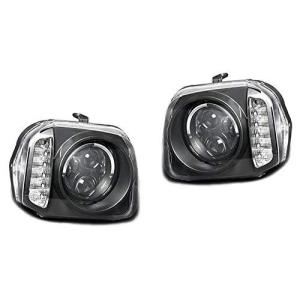 ヘッドライト JB23 ジムニー LEDウィンカー LEDリング付き インナーブラック ダブル プロジェクター 左右セット｜partsshop