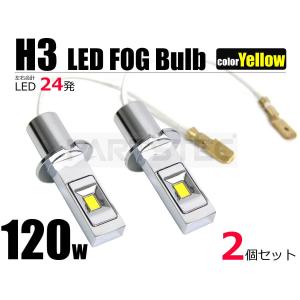 「在庫限りの特価品」120W H3 LEDフォグ 12V 黄色 LEDフォグバルブ LEDフォグランプ 2個セット ジムニー アルファード スープラなど
