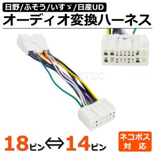 18ピン ⇔ 14ピン 変換 オーディオ ハーネス トラック 社外 ナビ 取付