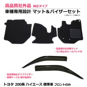 即納 日本製 200系 ハイエース 標準車 フロアマット 5人乗り フロントのみ + バイザー ワイドタイプ トヨタ 社外品 / 208-29-12-1-F+T10-1*｜partstec