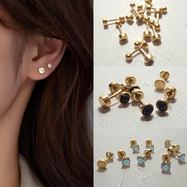 メール便送料無料 205-10p. ネジ式 一粒 ピアス 5ペア（10個）20ゲージ スタッドピアス...