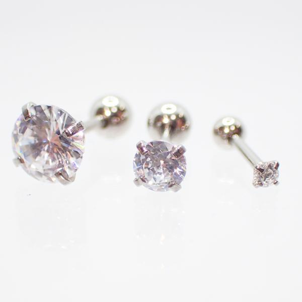 片耳用1個 スタッドピアス 2mm キュービックジルコニア ボディピアス ダイヤ ボールキャッチ ね...