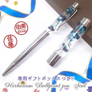 ハーバリウムボールペン ＆ 印鑑 セット (8) レインボー 印相体