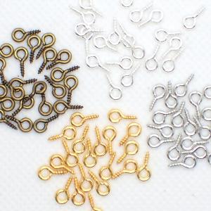 差し込みヒートン (03) 7mm 5g 約60個売り 2色 基礎金具 カン付き