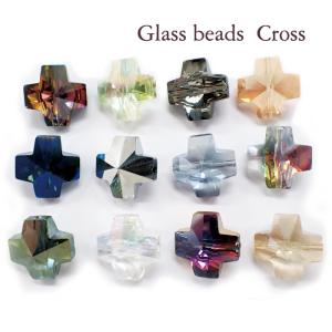 メッキガラス ビーズ クロス 1個売り 手作り ガラスパーツ