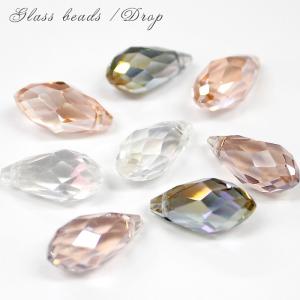 メッキガラス ビーズ 20.ドロップ ガラス 結晶 しずく