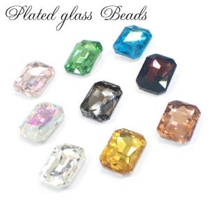 メッキガラス　ビーズ　24.スクエアクリア　5個�