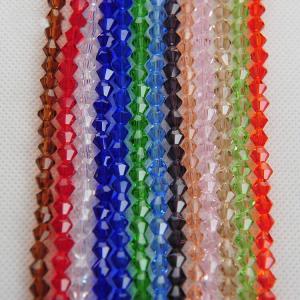 ポイント5倍★ ガラスビーズ ソロバン 4mm（約30cm 約90個前後） 連売り カット ソロバンビーズ クリスタル 推し色 推し活 カラフル
