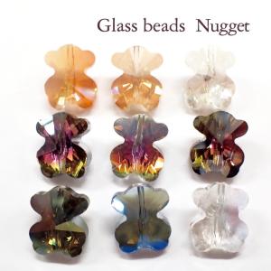 メッキガラス　ビーズ　くま　1個売り　手作り�