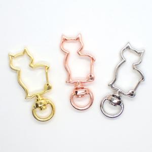 キーホルダーパーツ (04) 動物ナスカン 座りネコ 1個売り 約42mm 猫 ねこ キャット ナスカン 回転カン ハンドメイド アクセサリーパーツ パーツ ポイント利用