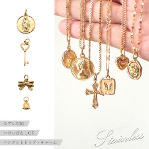 ステンレス 16. チャーム ペンダントトップオープンハート ゴールド 1