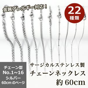 サージカルステンレス製 ネックレスチェーン 金具付 約60cm シルバー No.1〜16のページ サージカル ステンレス ハンドメイド 国内発送