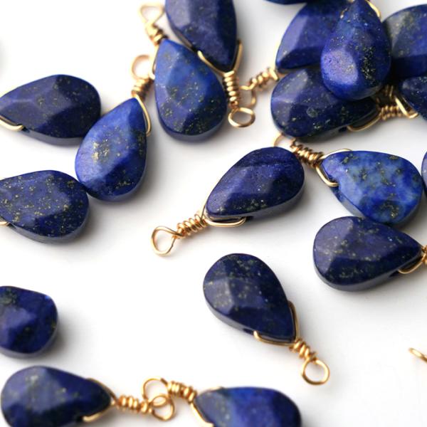 【天然石 ラピスラズリ】 チャーム シャンクビーズ 約15mm  ハンドメイド材料 ピアス ネックレ...