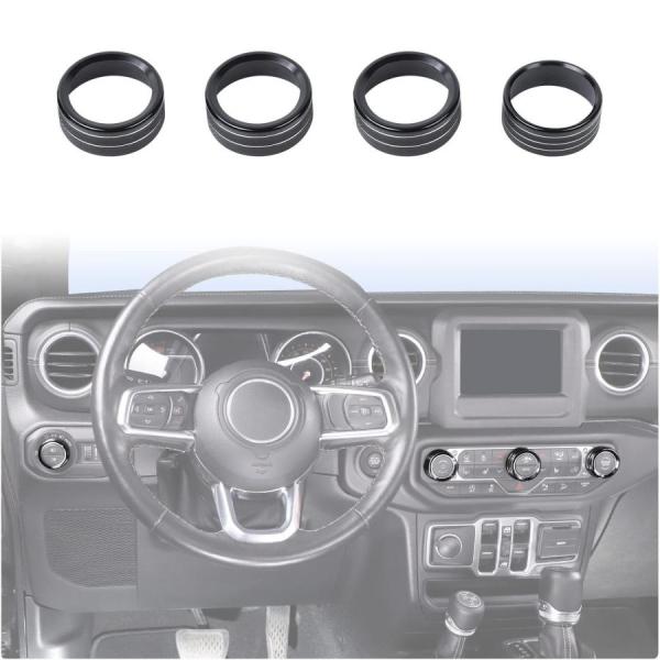 デザイン性UP♪ ブラック エアコン ダイヤル カバー ラングラー JL36S スポーツ ルビコン ...