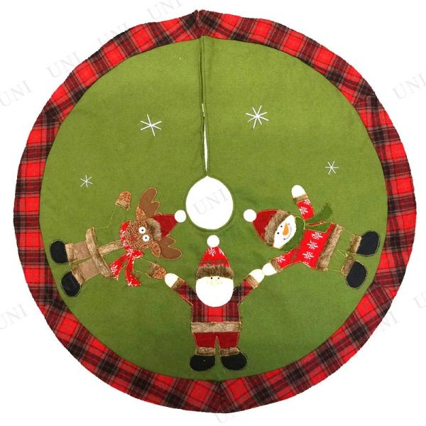 クリスマス　ツリー　オーナメント ツリースカート サンタファミリー グリーン 90cm