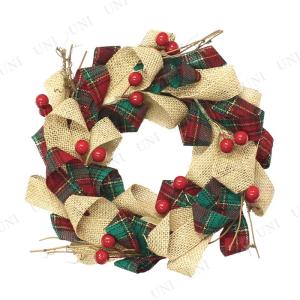 チェッククロスリース フルーツ 26cm クリスマスリース クリスマス装飾品 雑貨 21~30cm 玄関ドア 室内装飾 丸型リース