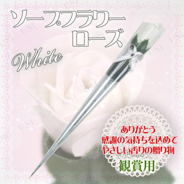 5点セット 観賞用ソープフラワー ローズ 一輪 ホワイト