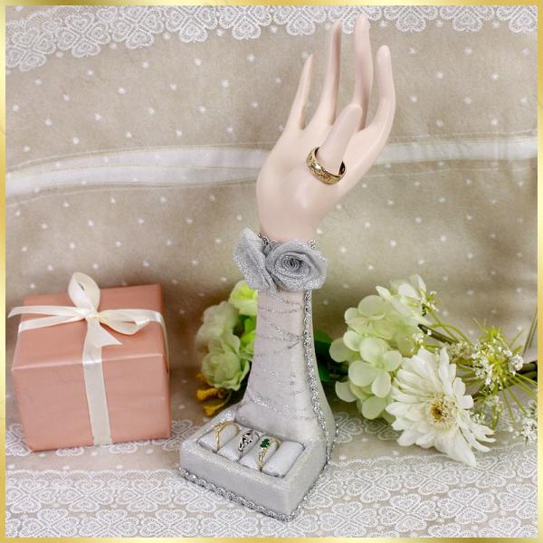 ハンド型リングホルダー ローズ×シルバー ユニエンタプライズ アクセサリーホルダー インテリア用品 ...