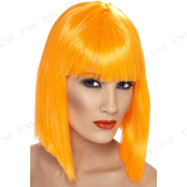 コスプレ 仮装 グラム・ウィッグ ネオンオレンジ Smiffys コスプレ小物 フリーサイズ 前下が...