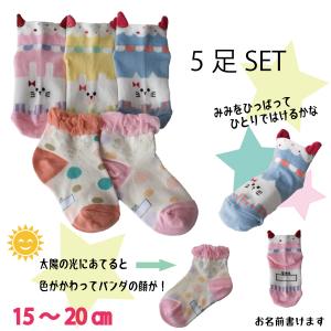 靴下 キッズ 女の子 ガールズ ソックス 15-20cm ショート丈 ソックス 知育 色がかわる つまさきかかと丈夫 5足セット｜partyhouse702