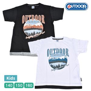 OUTDOOR PRODUCTS アウトドア プロダクツ キッズ 半袖 Ｔシャツ トップス プリント フェイクレイヤー ドジュニア 男児 男の子 ボーイズ 子供 140-160 【1点まで
