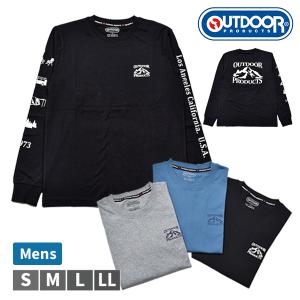 OUTDOOR PRODUCTS ロンT 長袖 Tシャツ トップス メンズ 紳士 ロゴ プリント アウトドア プロダクツ 綿100％ 天竺 クルーネック S-LL C5522E 【1点までメール便可
