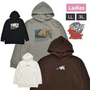 レディース 婦人 パーカー トップス トムとジェリー 大きい サイズ LL 3L 裏起毛 キャラクター ゆったり TOMJERRY｜partyhouse702