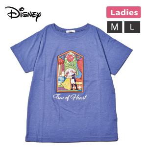 婦人 レディース Tシャツ Disney ディズニー プリンセス 美女と野獣 M L キャラクター 夏 半袖 かわいい 紫 1点までメール便可｜partyhouse702