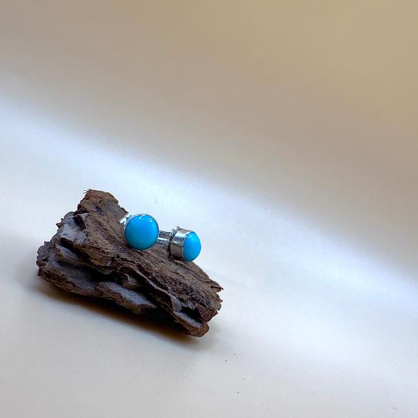 ラウンド　ターコイズピアス　インディアンジュエリー/ネイティブアメリカン/ナバホ族/シルバーピアス