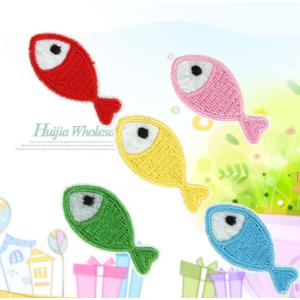 サカナワッペン カラフル魚ワッペン 刺繍アップリケ アイロンワッペン