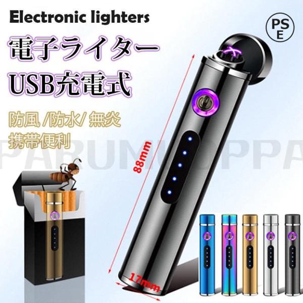 電子ライター USB充電式 防風 防水 無炎 Miniサイズ 使用便利 携帯便利 おしゃれ アウトド...