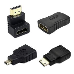 HDMI変換アダプタ コネクター 4種類セット HDMIケーブルコネクタアダプターキット HDMI 接続 変換 延長 コネクター 90度L型｜parvusgradus