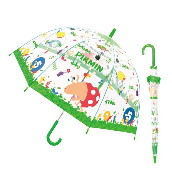 32485 Js ピクミン 子供 ビニール傘 55cm 長傘 子供傘 ドーム型 透明 ジャンプ ワン...