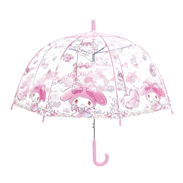 32501 Js 子供 ビニール傘 マイメロディ ドルチェ 55cm 長傘 子供傘 ドーム型 透明 ...