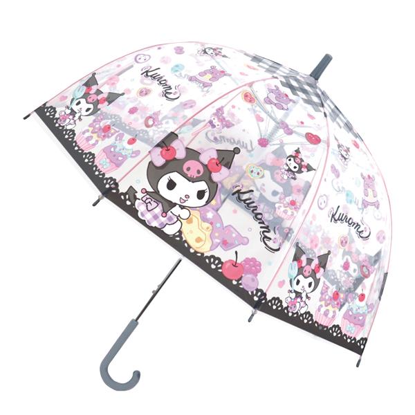 32514 子供ビニール傘 クロミ チェック 55cm SANRIO サンリオ 長傘 雨 梅雨 レイ...