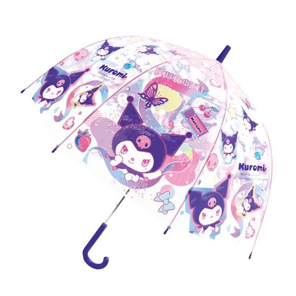 32523 子供ビニール傘 クロミ シャイニー 55cm SANRIO サンリオ 長傘 雨 梅雨 レ...