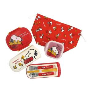 SLI-4Pset 大西 PEANUTS Snoopy &His Friends ランチ4点セット ランチボックス トリオセット ミニケース ランチ巾着 日本製｜pas-a-pas