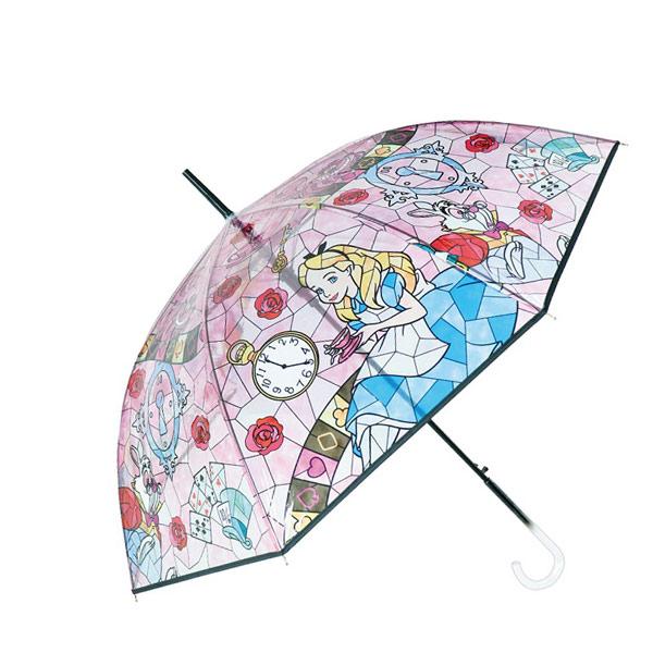 32463 Js ステンドグラス傘 アリス 60cm 長傘 ジャンプ ワンタッチ ビニール 傘 カサ...