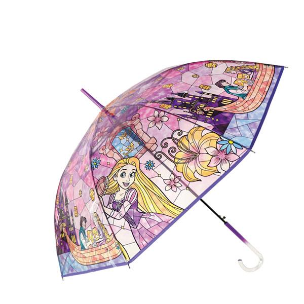 32470 Js ステンドグラス傘 ラプンツェル 60cm 長傘 ジャンプ ワンタッチ ビニール 傘...