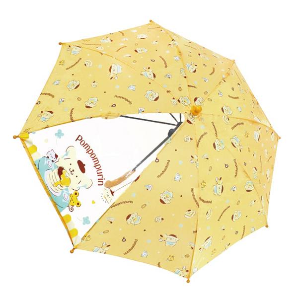 70148 キッズ傘 45cm ポムポムプリン ホットケーキ 長傘 総柄 子供 レイン 雨 梅雨 グ...