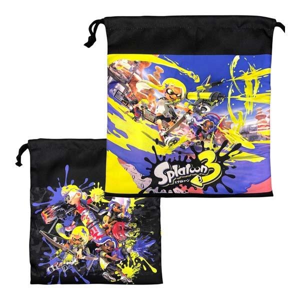 【ネコポス便発送可】SPT-958-BK スプラトゥーン3 巾着 M サイズ SUPER MARIO...