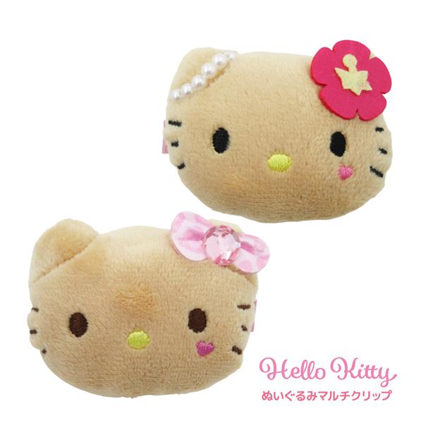 【ネコポス便発送可】KT59-02 ハローキティ ぬいぐるみマルチクリップ コギャル＆ヒョウ 2個入...