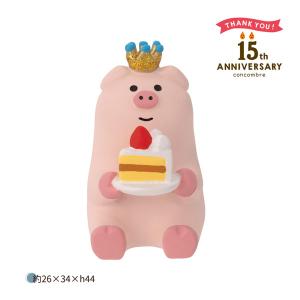 ZCB-90252 DECOLE 「15周年ありがとうマスコット バースデーケーキ ブタ」15th ANNIVERSARY アニバーサリー お祝い concombre｜pas-a-pas