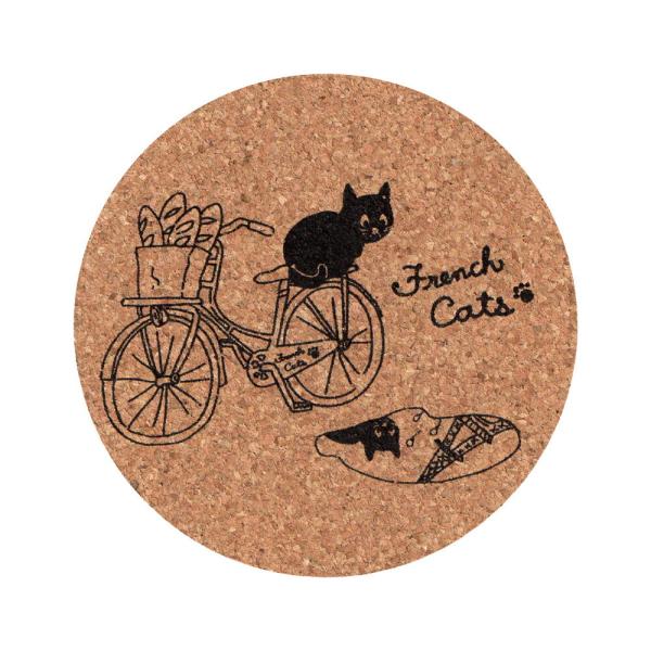 フレンチキャッツ コルクコースター フレンチキャッツ自転車 ナチュラル
